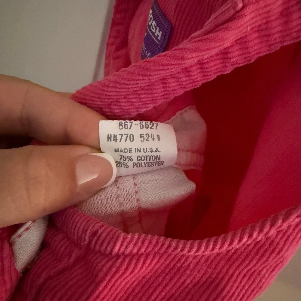 OshKosh B'gosh Vintage Girls 5T Hot Pink Retro Corduroy Overalls Made in USA